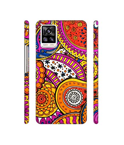 Image of Solimo Plastic Designer Rangoli Paisley Art 3D Printed Hard Back Case Backcase for Mobile Cover for Vivo V20, Multicolor