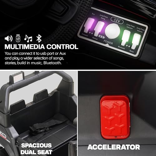 Image of Baybee Maverick Battery Operated Jeep for Kids with RGB Windshield Light, Bluetooth, USB & Music | Baby Big Ride on Battery Car | Electric Jeep Car for Kids to Drive for 2 to 6 Years Boys Girl (Black)