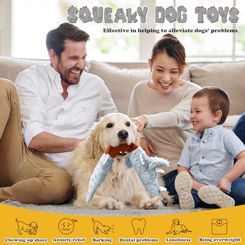 ROSAUI Hundespielzeug für große Hunde, großes interaktives Hunde Spielzeug, quietschendes Hundespielzeug Dinosaurier, Plüsch Hunde Spielzeug für kleine, mittlere und große Hunde.