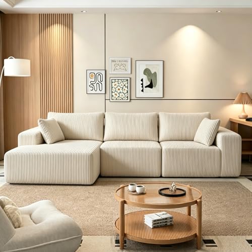 Image of Cloud Sectional Boneless Couches for Living Room, Modular L Shaped Couch with Deep Seat Oversized Right Facing Chaise, White | No Assembly Required, Cat-Claw Resistant, High-Resilience Foam