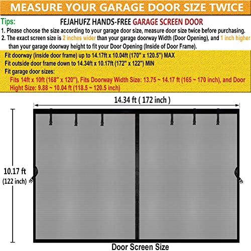 Image of Magnetic Garage Door Screen 14x10ft for 1 2 Car, Doors Durable Fiberglass Heavy Duty Mesh Magnetic Net, Pets Friendly Retractable for Carport Garage Patio Porch (Black, 14x10ft)