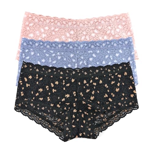 Image of hanky panky - Daily Lace Boyshorts | Women's Underwear, Soft Stretch Fit Panties, Cotton Blend | Sizes (XS-XL), 3 pack
