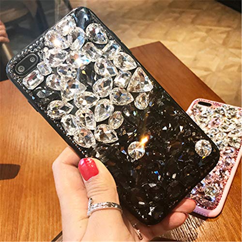 Case for LG Stylus 2,3D Handmade Luxury Sparkle Stunning Stones Crystal Rhinestone Bling Diamond Case for LG Stylo 2/Stylo 2 Plus MS550/LG LS775(A White/Black)