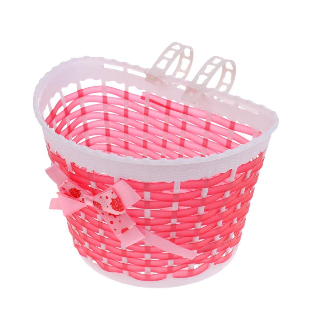 Nsaroche Bike Basket Front Girls Detachable Handlebar Easy Mount with Streamers And Bow Suitable for Kids Gift Home Decoration, Red