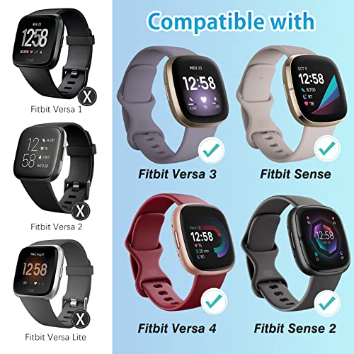 Oanux 10 Pack Compatible With Fitbit Sense Bands/ Versa 3 Bands/ Versa 4 Band / Sense 2 Band For Women Men, Elastic Nylon Stretchy Breathable Strap Adjustable Replacement For Fitbit Versa 3/Versa 4/ Sense /Sense 2 #TOP3