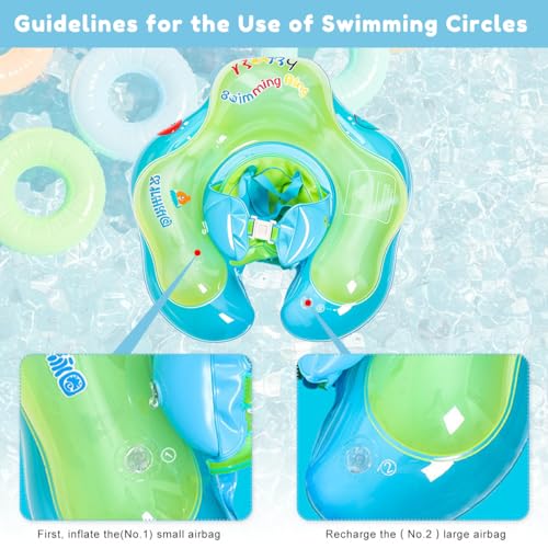 Image of SNOWIE SOFT Baby Floats for Swimming Pool, Baby Swimming Tube for 12-36 Months, Independent Double Layer PVC with Adjustable Safety Straps Outdoor Swimming Pool Baby Swimming Accessories