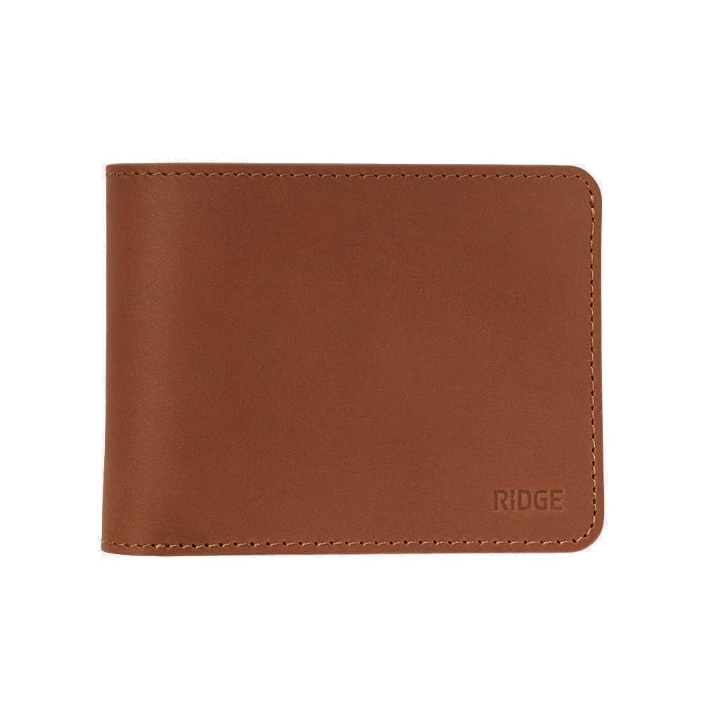 The Ridge Wallet For Men - Billfold Leather Wallet - Timeless Design Full Grain Leather Wallet, RFID Block, Holds Cash and Cards (Tobacco Brown)