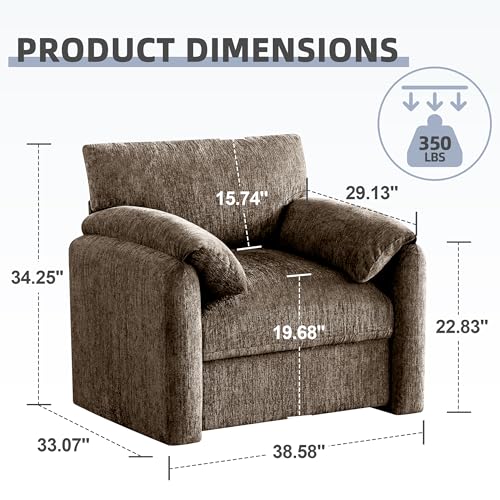 Image of Howjoe 2 Pack Accent Chair for Living Room, Oversized Armchair, Brown