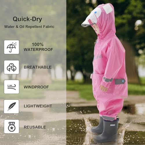 Kids Toddler Raincoats Boys Girls One Piece Rain Suit Breathable Waterproof Coverall Baby Rain Jackets 1-10 Years3