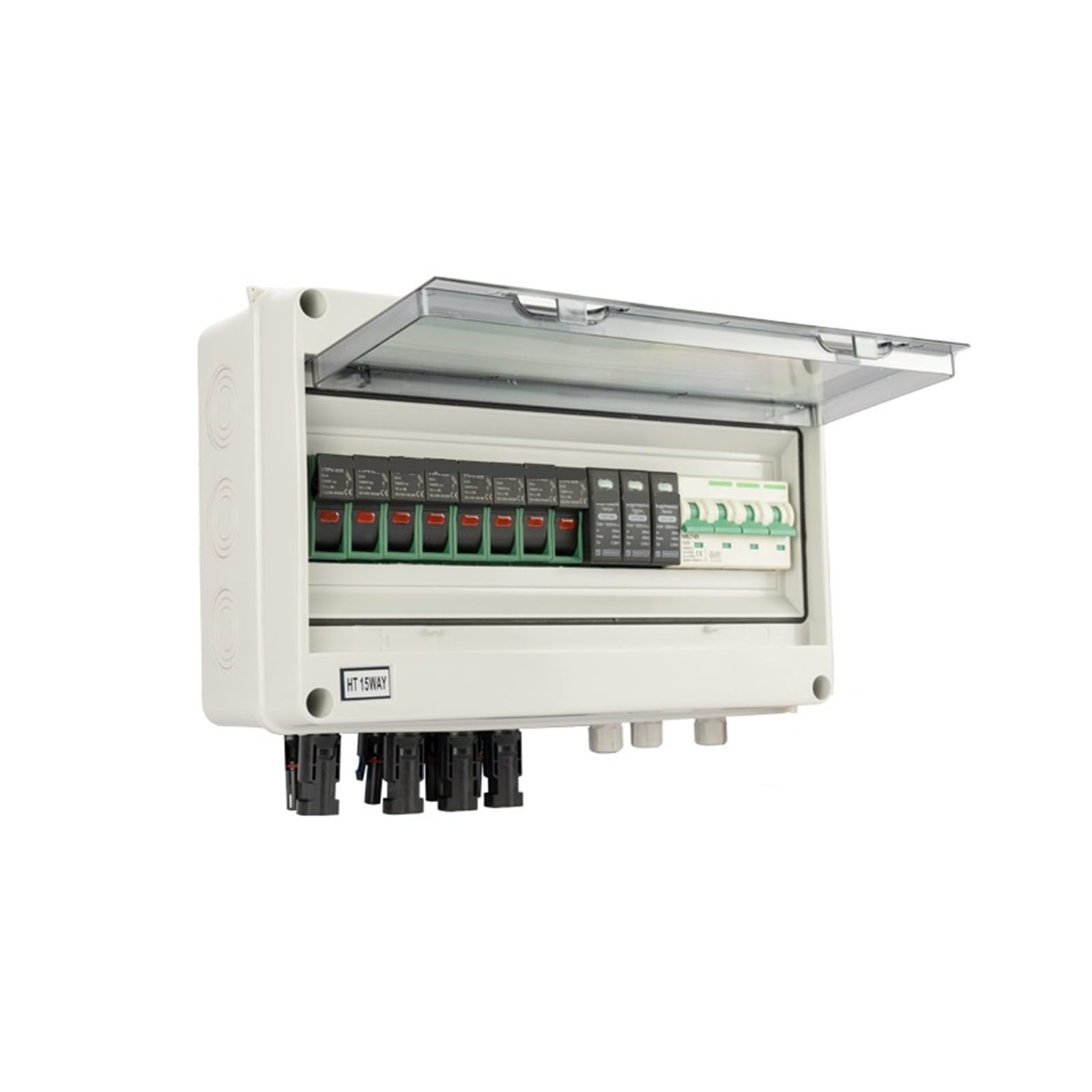 RWRAPS Scatola combinatrice DC Esterna Impermeabile 4 Corde 4 ingressi 1 Uscita 1000 V IP65 15 Vie fotovoltaica Protezione Contro Le sovratensioni solari