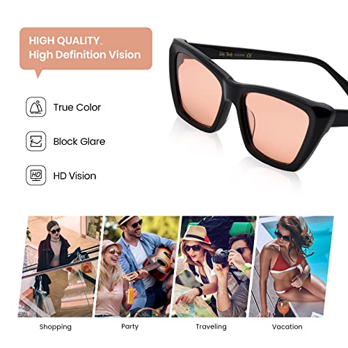 Veda Tinda Vision Cat Eye Sunglasses for Women Men Square Vintage Retro Trendy Fashion Cool Sun Glasses UV400 Protection C4