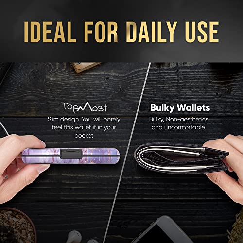 Topmost Rfid-Blocking Aluminum Wallet Credit Cards Holder For Men & Women - Slots For 12 Cards And Bills (Marble Texture) #TOP3