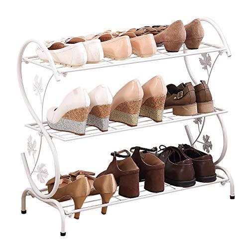 AcornFort® S-221 3 niveles 9 pares de metal completo en forma de S, color blanco