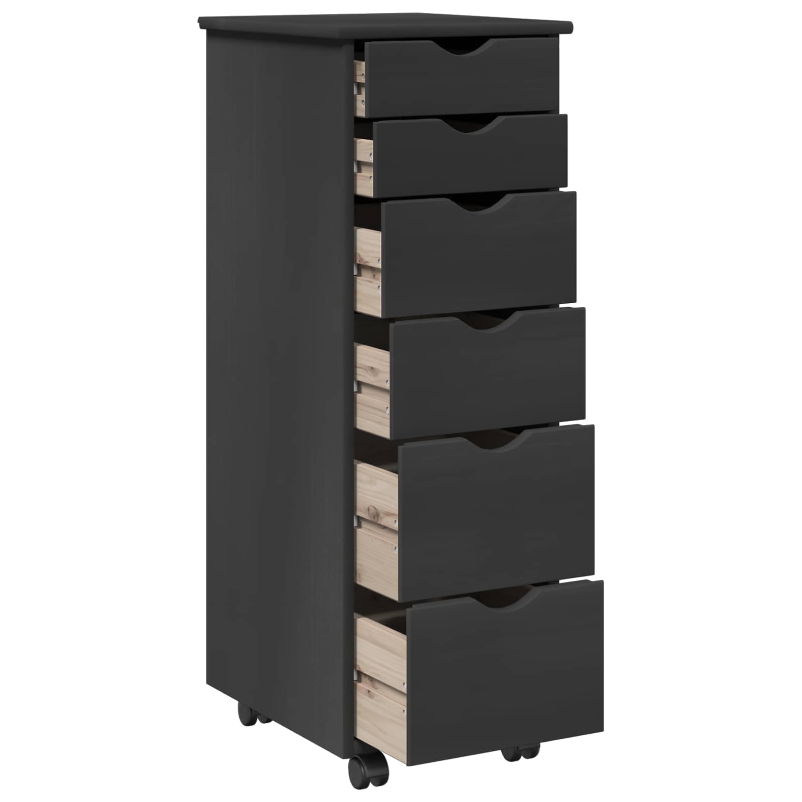 Armadio a rotelle grigio, 34 x 39 x 93,5 cm, in legno di pino