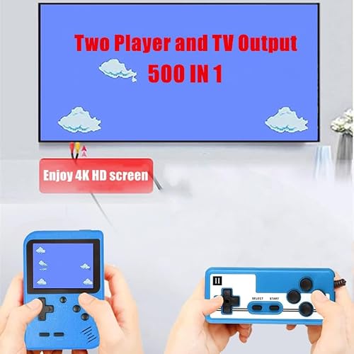Retro Handheld Game Console,Portable Retro Video Game with 500 Classic FC Games 3 Inch LCD Screen, Support TV Connection & Two Players, Birthday for Kids, Adults (Blue) - Thumbnail 2