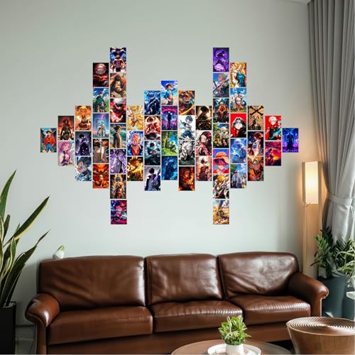 Image of Wallgasm Anime poster Set of 54, 4 x 6 Inches Posters: Dragon Ball Z, Naruto, Death Note, One Piece, Attack on titans - | Aesthetic wall decor | Posters for Bedroom | Anime Wall Poster - With Glue Dots