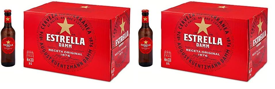 Estrella Damm Cerveza, 24 x 33cl (Paquete de 2)