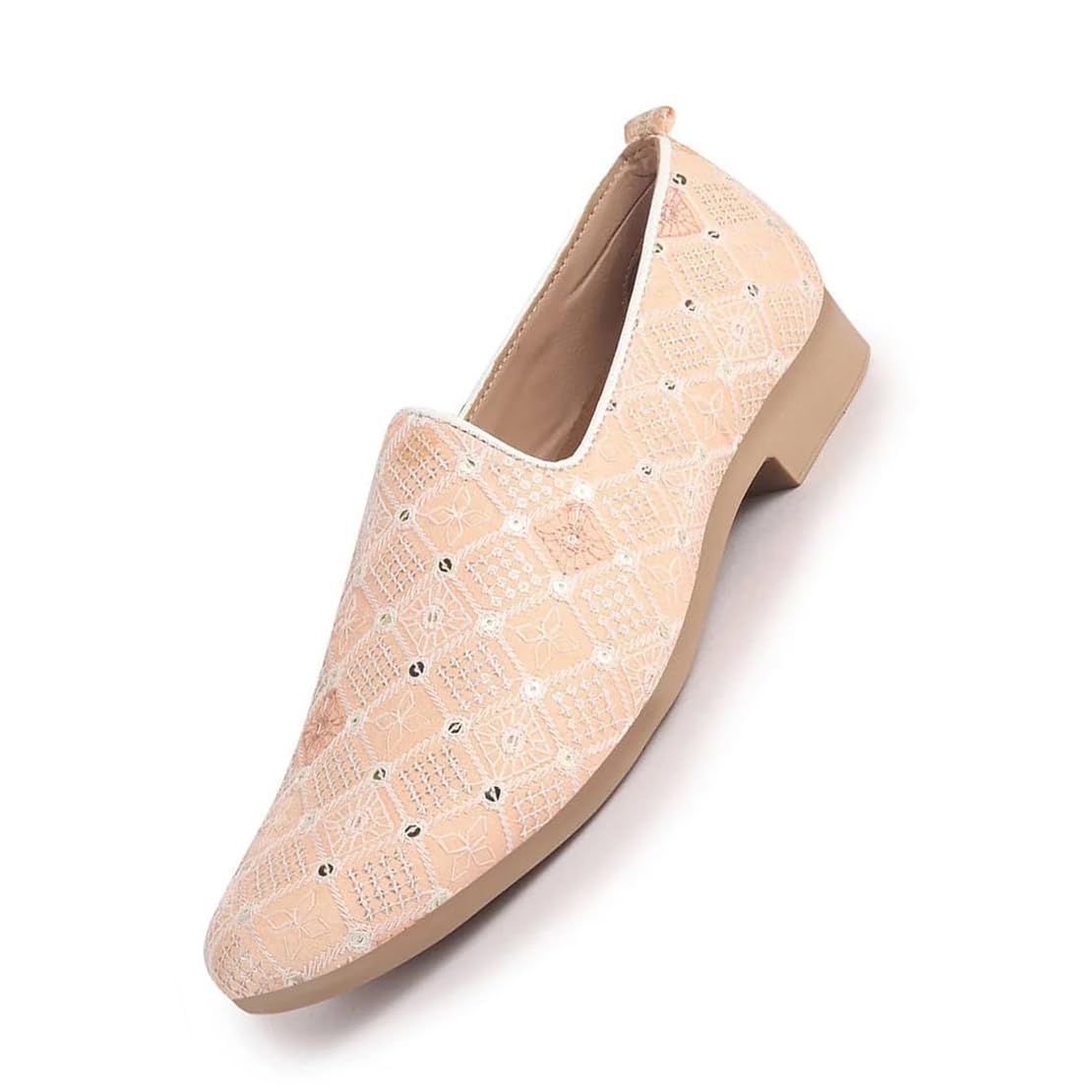 fausto Men Embroidery Sequin Fabric Upper Ethnic Party Juttis Mojaris for Kurta | Slip On Loafers for Indo-Western Events | Wedding Traditional Sherwani Anti Skid Slip Ons Shoe-picture-21
