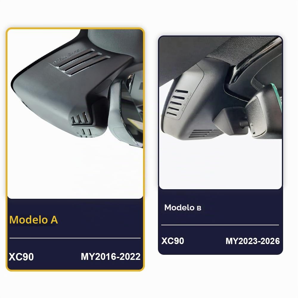 Fitcamx Cámara de Coche Adecuada para Volvo XC90/ XC90 Recharge/ XC90 Hybrid 2016-2022, 4K OEM Dashcam, UHD 2160P Video WiFi, Visión Nocturna, G-Sensor, Grabación en Bucle, WDR, con Tarjeta de 64 GB