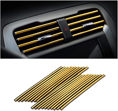 20 Piezas Tiras Decorativas para el Aire Acondicionado del Coche, Accesorios para el Interior del Coche, Tira Decorativa Multicolor para la MayoríA de las Salidas de Aire (Oro)