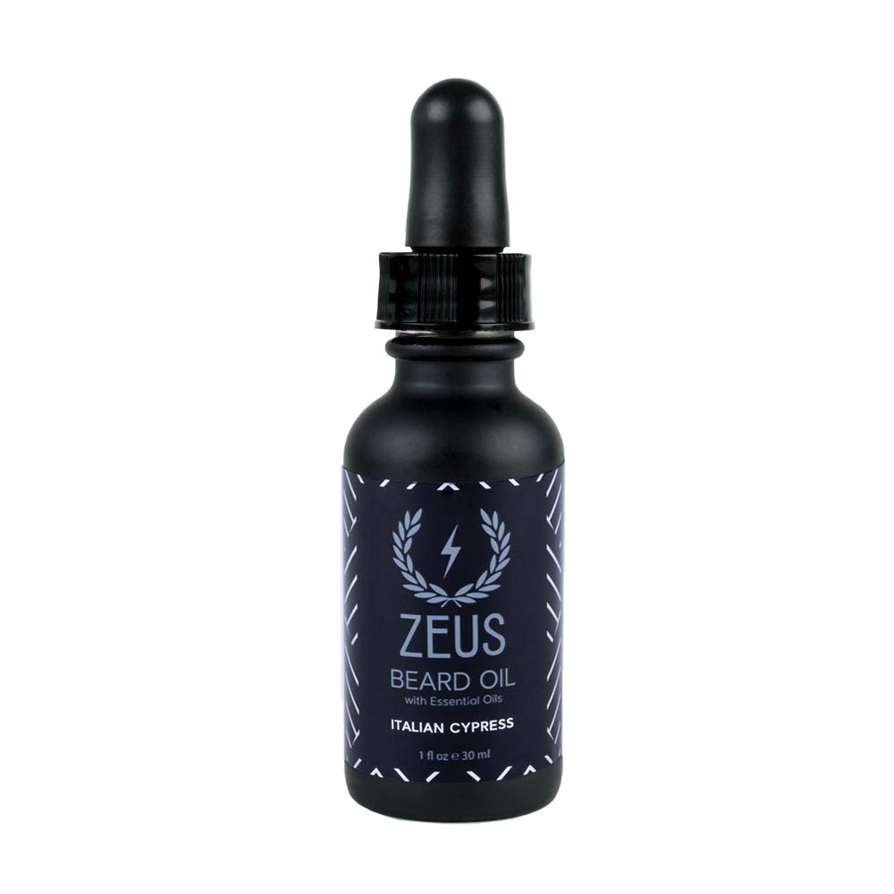 ZEUS Natural Beard Oil, Premium Conditioning Beard Oil to Soften Beard & Mustache – MADE IN USA (Italian Cypress) 1 oz.