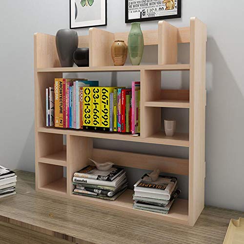 Jcnfa-Shelves Desktop Shelf Solid Wood Bookcase DVD Blu-ray Media Storage File Manager Student Computer Desk Shelf, 4 Sizes (Color : Wood Color, Size : 31.497.8731.49in)
