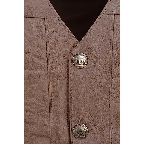 Image of Milwaukee Leather LKM3702 Men's Leather V-Neck Western Style Motorcycle Rider Vest w /Classic Buffalo Snaps Closure