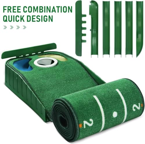 Golf Putting Matte Grün für Innen Matt mit Ballrücklauf und 3 Löchern Trainings- und Übungshilfe zu Hause oder im Büro Geschenke Zubehör für Männer