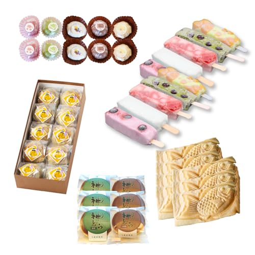 [定期便]全5回 銘菓詰め合わせ便 生クリーム大福 栗パイ 冷凍たい焼き くずバー どら焼き