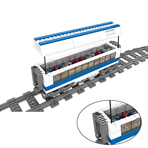 BGOOD Technik Zug Personenzug mit Schienen, 474 Klemmbausteine Ferngesteuerter City Zug Eisenbahn mit Motor, Wagen… – Bild 4