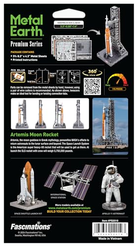 Artemis Moon Rocket Maquette Métal 3D Idée Cadeau Idéale pour Passionné d'Espace