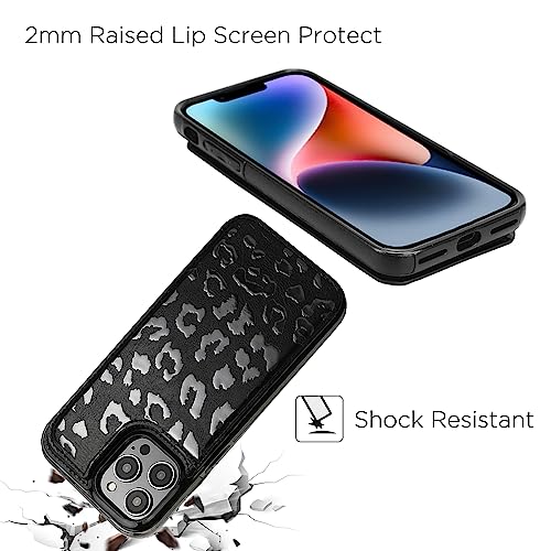 Image of uCOLOR Compatible with iPhone 13 Pro Max 6.7 inch Wallet Case with Card Holder Slot Folio Flip PU Leather Kickstand Double Magnetic Clasp and RFID Blocking Design Cover 13PM 6.7 Inch (Black Leopard)