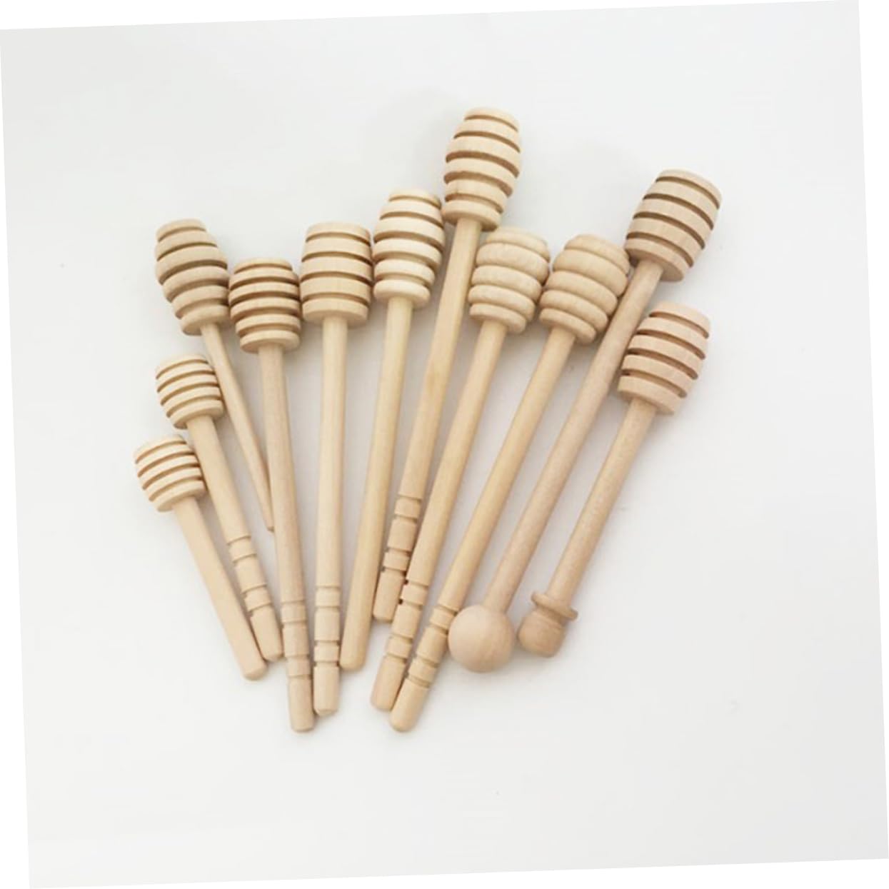 BRIGHTFUFU 18pcs Wooden Honey Stirring Stick Rod Milk Tea Drink Mixing Stick for Bar Home Spiral Design
