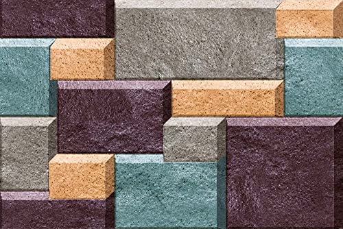 Image of DWELLSINDIA Colorful Stone Bricks Self Adhesive Wallpaper, Waterproof, Scratch Resistant, Laminated (41cm x 244cm, Multicolour)