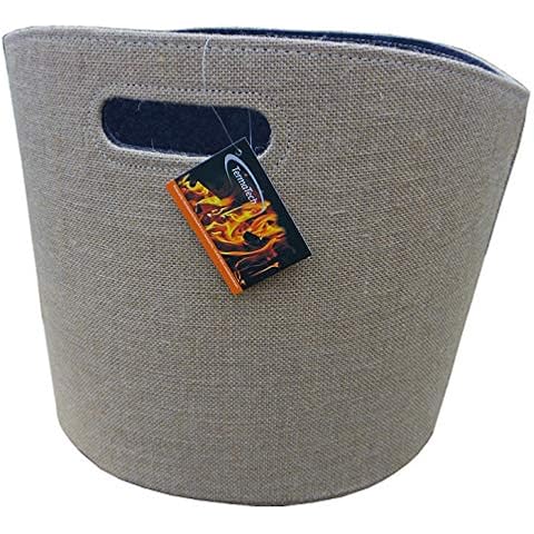 Holzkorb aus Jute beige und Filz grau rund Cover