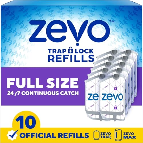 Image of Zevo Flying Insect Trap Official Refill Cartridges - Fits Both Zevo Trap & MAX Indoor Fly Trap - Authentic Trap+Lock Technology to Catch Gnats, House & Fruit Flies (10 Official Refill Cartridges)