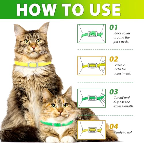 Flohhalsband Katze 4 Stück Zecken-Halsband für Katzen, Anti-Floh Katze Halsband, Verstellbar und Wasserdicht, Natürlich und Sicher, 48 cm Length, 24 Monate Schutz, Zecken-Flohband für alle Katzen