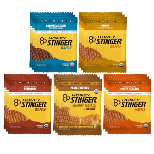 Honey Stinger Energy Waffle Variety Pack 15 Count (3 Each: Honey Vanilla Cinnamon Salted Caramel Cookies & Cream) Organic Honey Energy Snack for Sports Fitness Outdoor Activities & On-the-Go Fuel