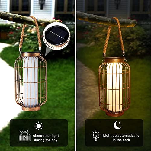 Pearlstar Large Solar Powered Lantern Outdoor-Heavy Duty Metal Hanging Lights Decorative Solar Table Lamp Waterproof For Outside Patio Yard Garden Porch Tabletop Decor thumb #1