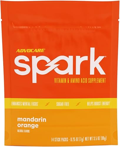 Miniatura 1 de AdvoCare Spark Suplemento de vitaminas y aminoácidos  Mezcla de bebida energética y enfoque  naranja mandarina  Paquete de 14