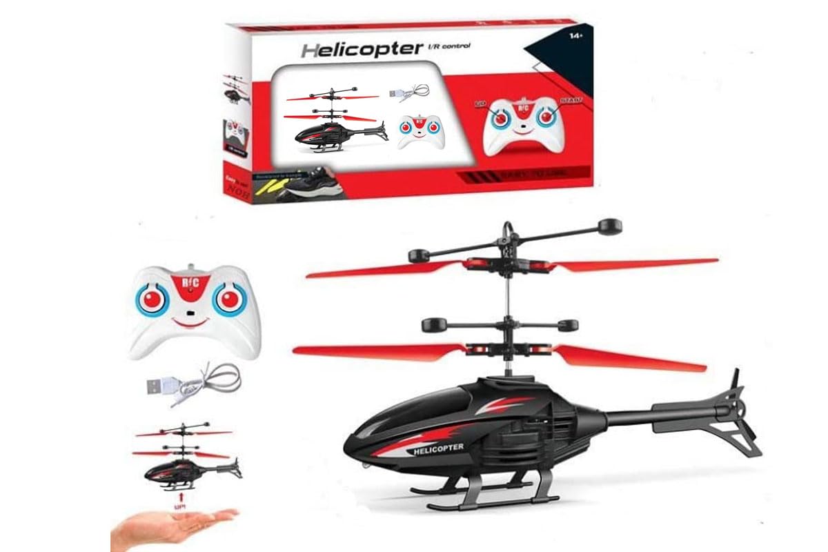NOH Creations® Remote Controlled Helicopter Unbreakable Material, Dual Rotating Blades, Helicopter Sky Flying Toy for Kids Age 7+ Years Indoor Outdoor with led Lights (Multi Color)