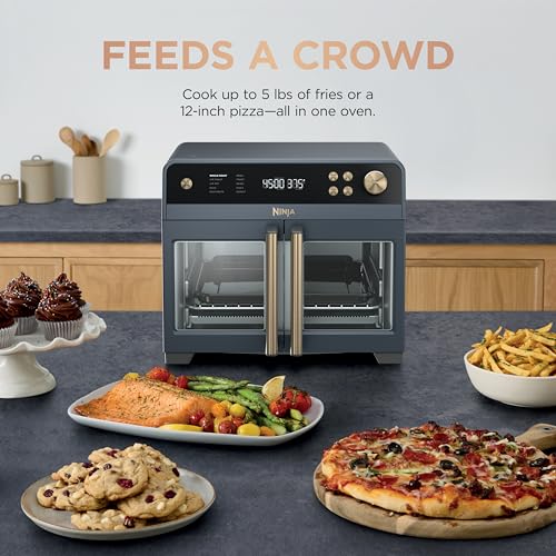 Image of Ninja | French Door Premier Air fry Oven | 10-in-1 functions | 20.3-qt capacity | 5-qt Air Fry Basket, Sheet Pan, Wire Rack, Broil Rack | PFAS-free, Dishwasher-Safe Accessories | Cyberspace | FO101BL