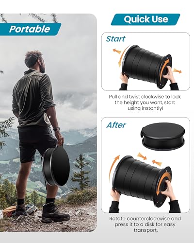 Image of TRIPTIPS Upgrade Retractable Portable Toilet Travel Toilet Adjustable Height Camping Toilet Portable Potty for Adults Kids, Foldable Portable Toilet for Camping /Car