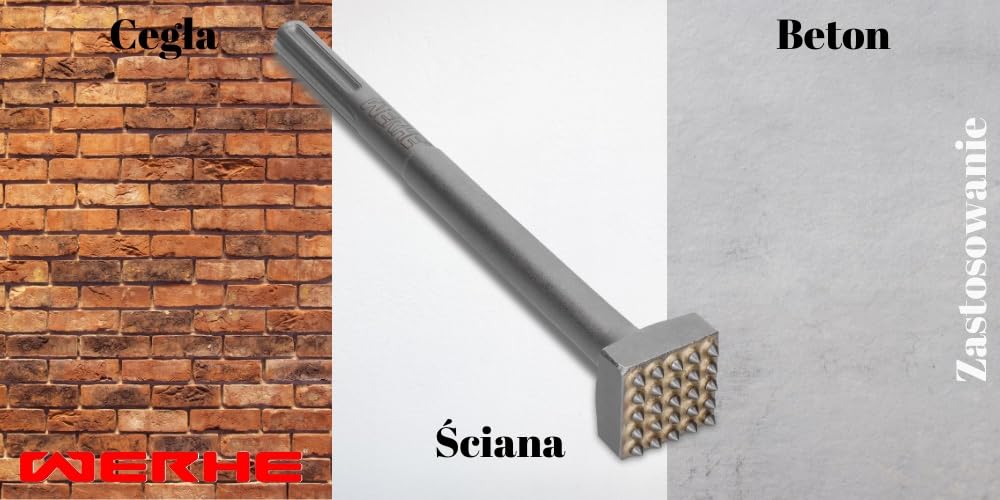 WERHE groszkownik SDS Max, 25 zębów, 300 mm, węglik spiekany do betonu | ze stali hartowanej, ok. 0,88 kg, idealny do rozbiórki i remontu, usuwa tynk i płytki, przygotowuje podłoża, kamień