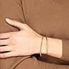 Kainier 3mm 14K Gold Plated Bracelet Stainless Steel Glossy Stackable Thin Round Bangle Bracelet for Women Solid Plain Polished Bracelet Best Gifts for Love #2
