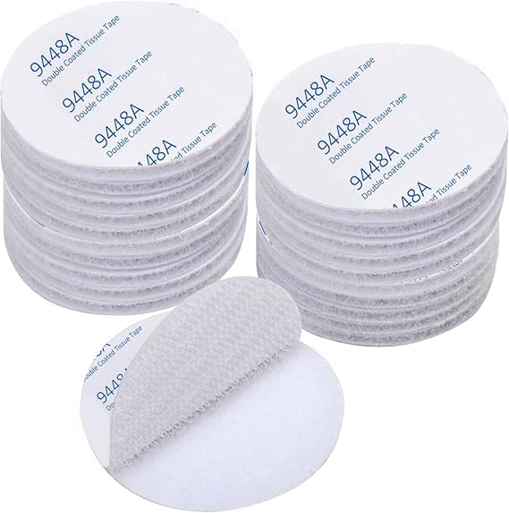 Rusoz Scratch Autocollant Double Face Extra Fort, Blanc Bande Auto-Adhésif Réutilisable Rond 5cm Adhesif Double Face Puissant pour Bricolage/Cadre Photos, 20...