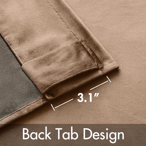 Image of MIULEE Blush Beige Velvet Curtains 52x90 inches Luxury Blackout Curtains | Thermal Insulated, Super Soft Window Drapes for Bedroom Living Room, Rod Pocket & Back Tab