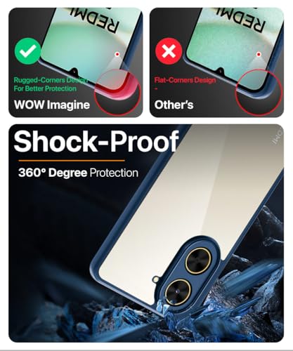 Image of WOW IMAGINE Shockproof Hybrid Back Cover for Redmi A5 2025 | Poco C71 | Hard Slim fit Back Case | PC & TPU | Clear Transparent Case - Blue