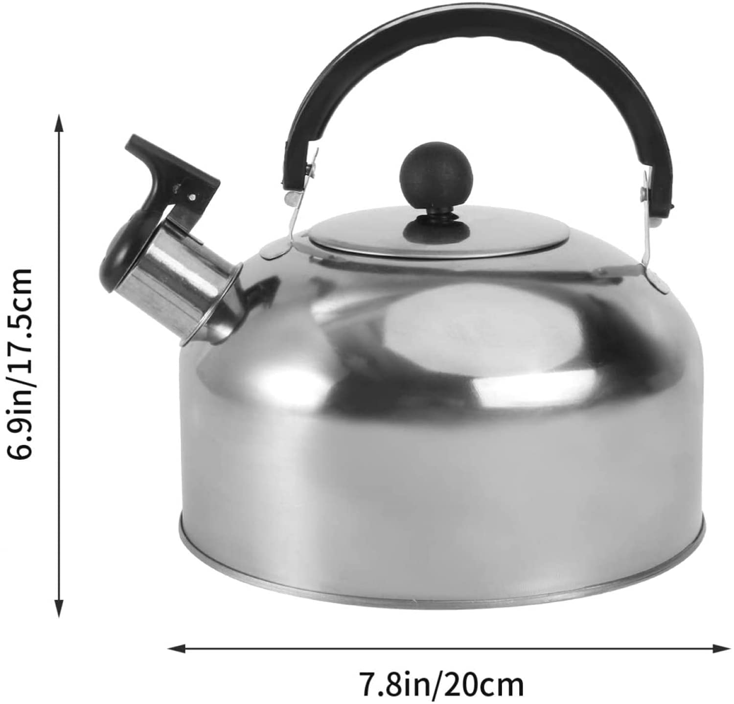 Czajnik z gwizdkiem, 2 l, czajnik ze stali nierdzewnej, gwizdek, czajnik do herbaty, czajnik do kuchenek gazowych, kuchenek indukcyjnych, wszystkie płyty grzewcze, srebrny