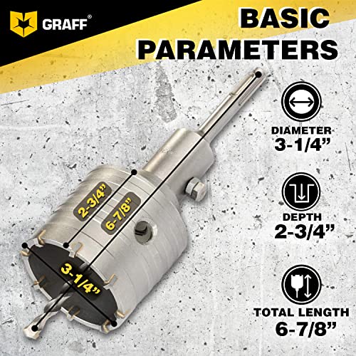 GRAFF Drill Core Bit 82mm, Hammer Hole Saw for Concrete Masonry, Cement, Silicate Brick - Image 3